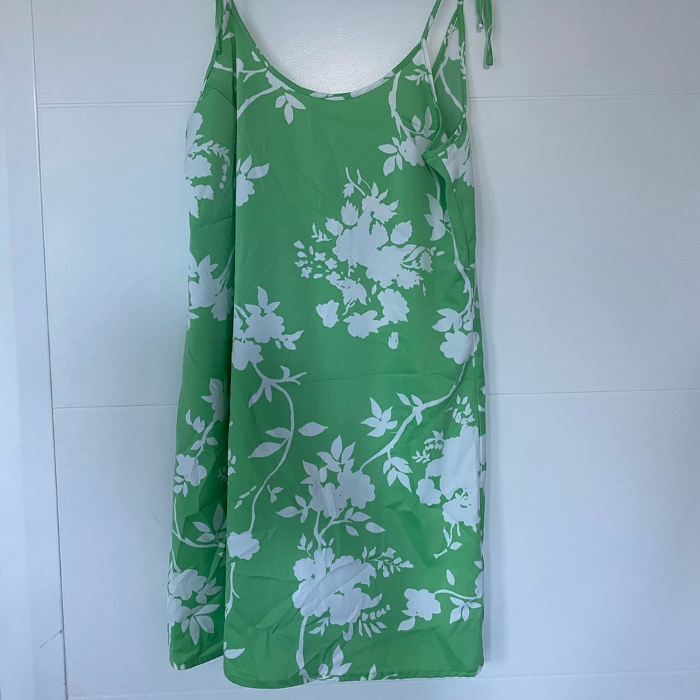 Urban Outfitters Green Floral Silk Dress